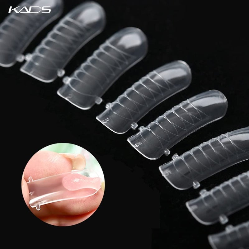 KADS 120PCS Clear Full Cover Dual Nail System Form UV Gel Acrylic Nail Art Mold Artificial Nail Tips with Scale for Extension (MODEL 1) - Image 5